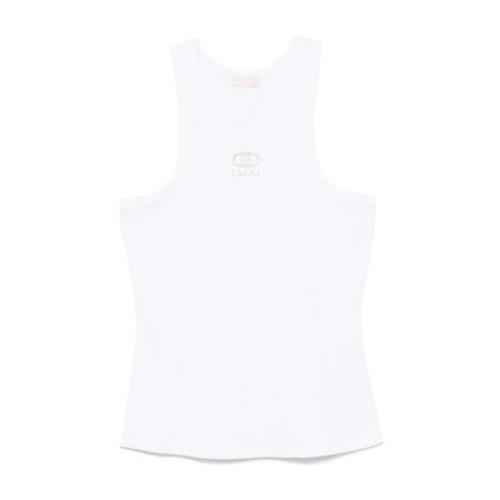 Hvit Ribbet Logo Tank Top