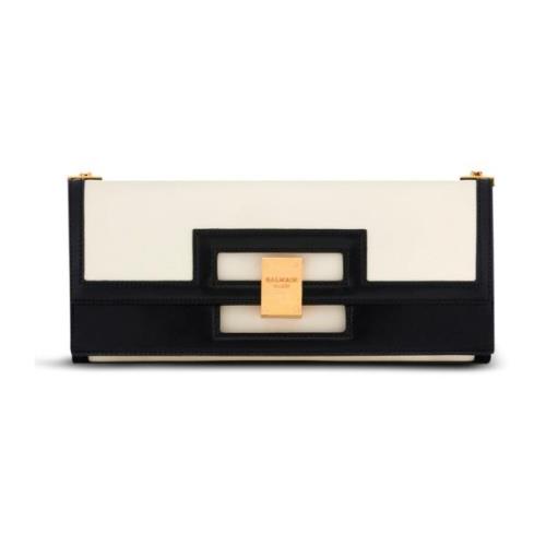 Stor svart og hvit skinn 1945 Heritage clutch veske