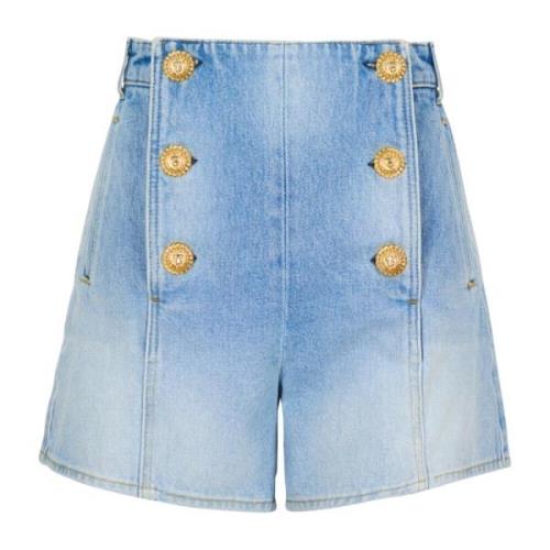 Denim shorts med knapper