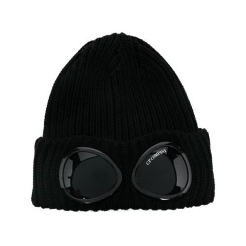 Svart Ull Ribbestrikket Beanie Lue