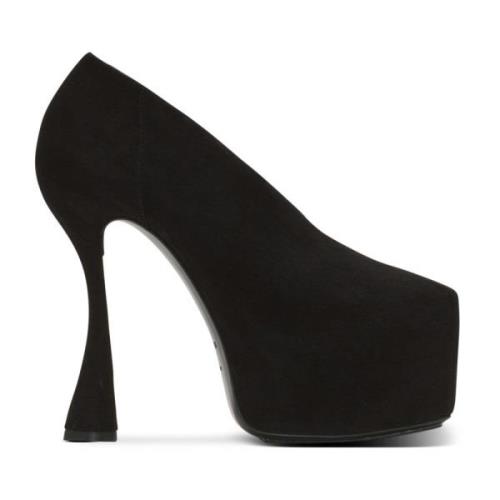 Eden platform pumps i semsket skinn