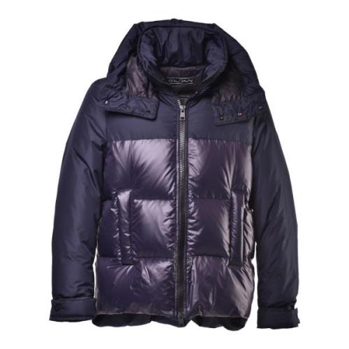 Down jacket in blue nylon