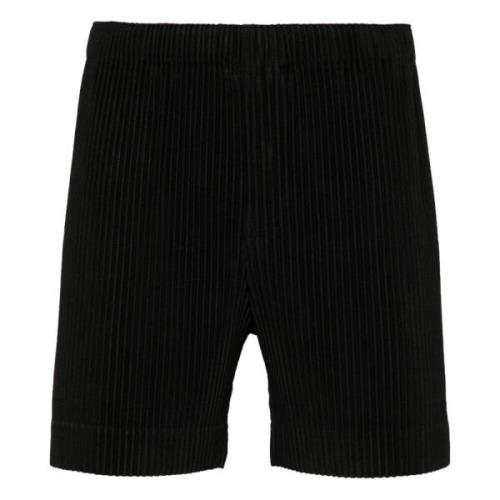 Sort Plissert Shorts