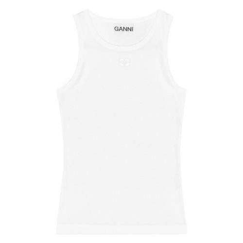 Hvit Ribbet Tank Top