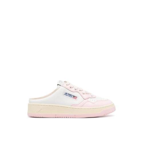 Hvite Mules Sneakers Logo Gummi Skinn