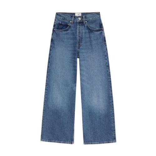 Høy midje bred ben denim jeans