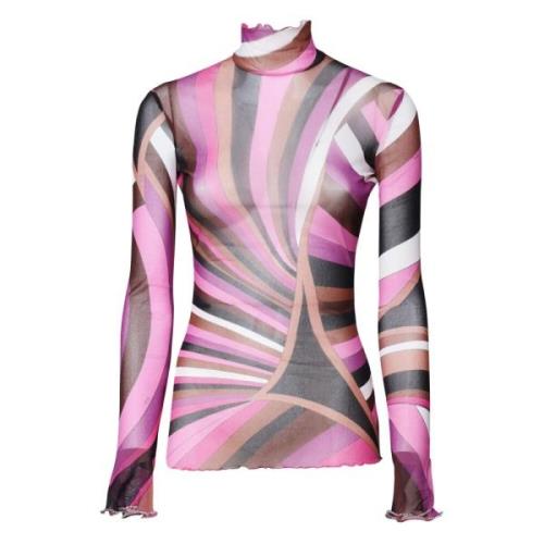 MultiColour Arkivutskrift Mock Neck T-skjorte