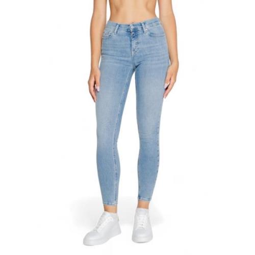 Blå Plain Jeans med Glidelås Lukking