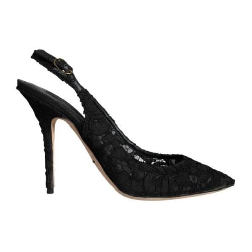 Sort Blonde Slingback Hæler med Spenne