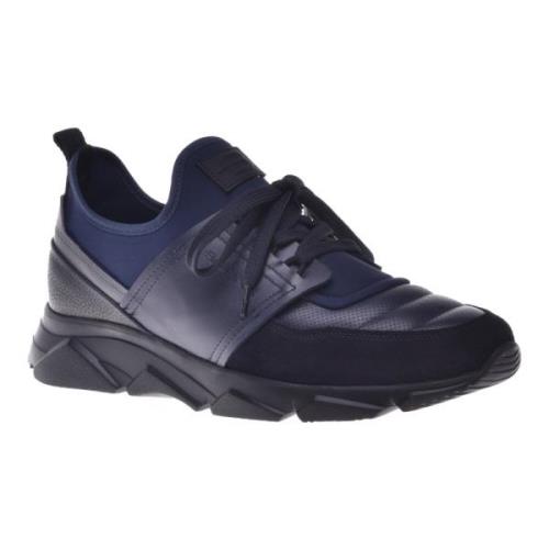 Trainers in dark blue leather and suede