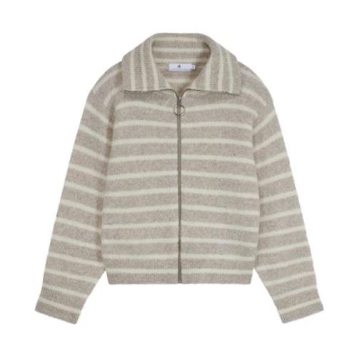 Stripete Cardigan Lt Beige/Offwhite