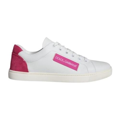 Hvit Rosa Lav Topp Logo Sneakers