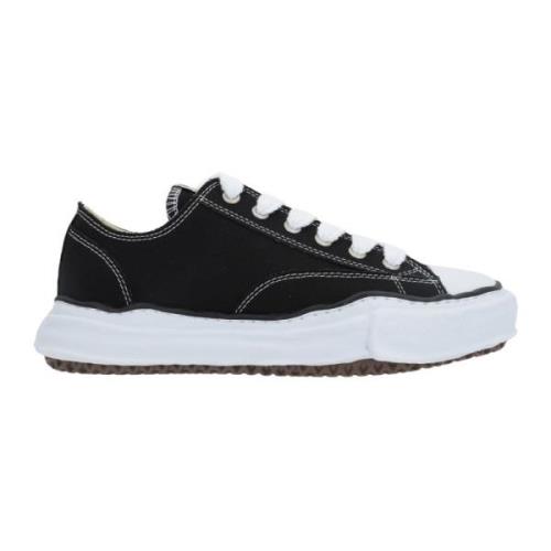 Svart Lerret Lav-Top Sneakers