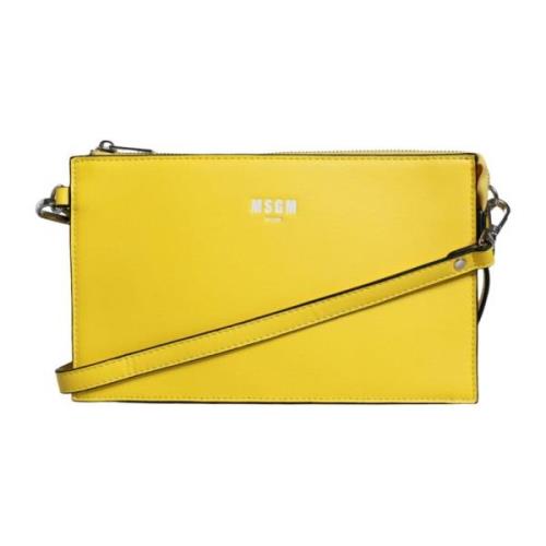 Gul skinn Crossbody veske med logo