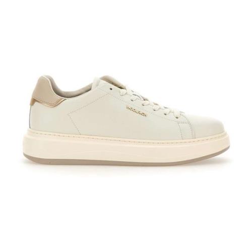 Hvite Skinn Chunky Court Sneakers