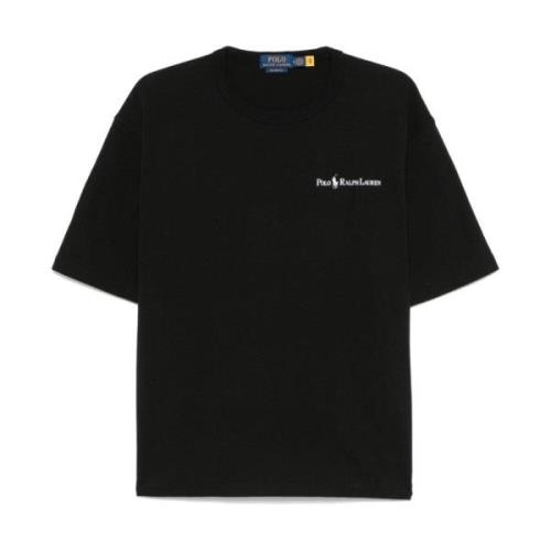 Svart Logo Print Crew Neck T-skjorte