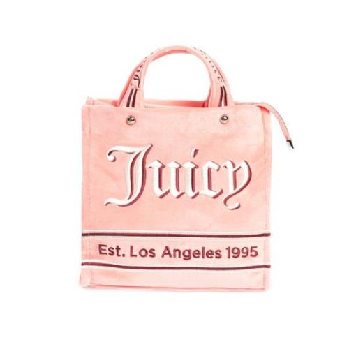 Fløyel Shopper Bag Rosa/Lemonade/Hvit