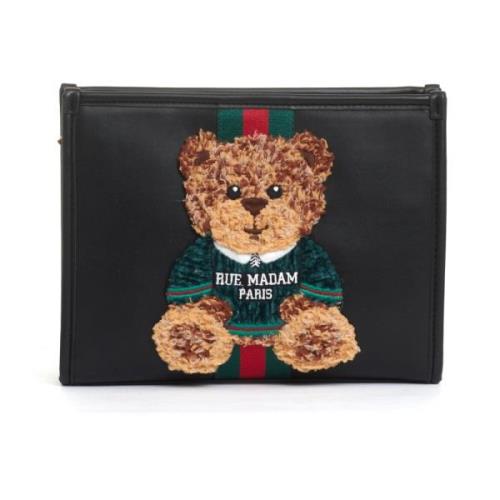 Svart Teddy Clutch Veske