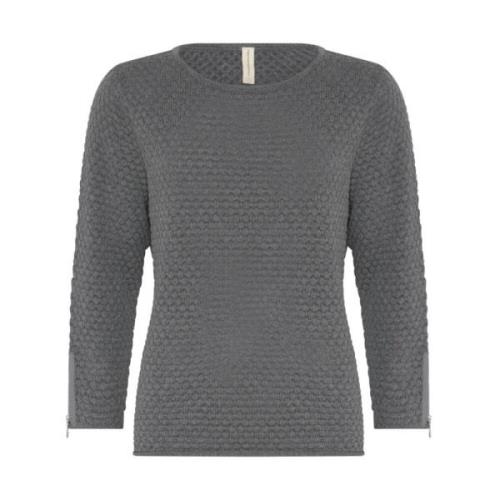 Grå Bomull Zip Sweater