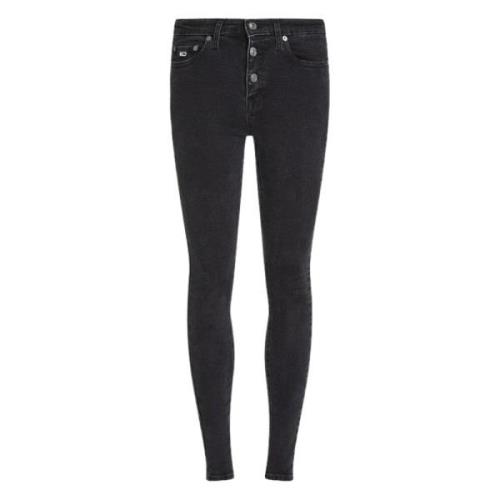 Sort Skinny Fit Jeans med knappelukking