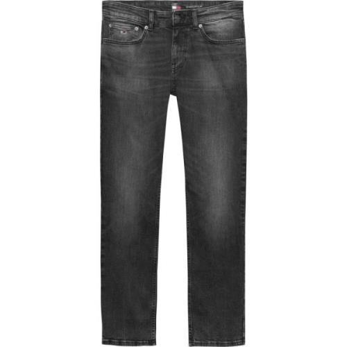 Sort Slim Fit Jeans med Distressed Look