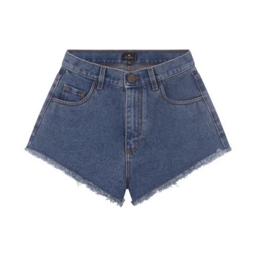 Blå Denim Shorts med Kontrastsøm