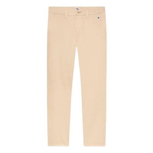 Beige Chino Bukser med Bomullstwill