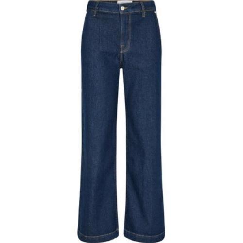 Blå High Rise Wide Leg Jeans