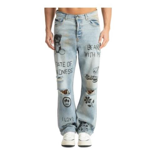 Abstrakt Multifarget Jeans med Logo