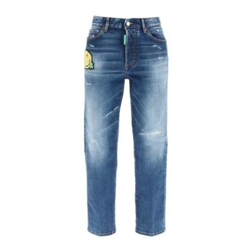 Blå Distressed Boston Jeans