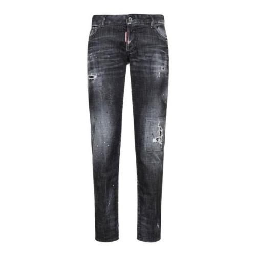 Slim-fit Distressed Svarte Jeans for Kvinner