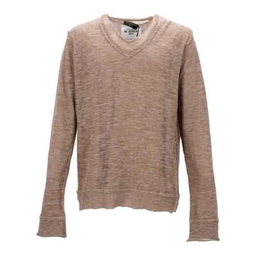 Beige Polyester Distressed Sweater Italiensk Stil