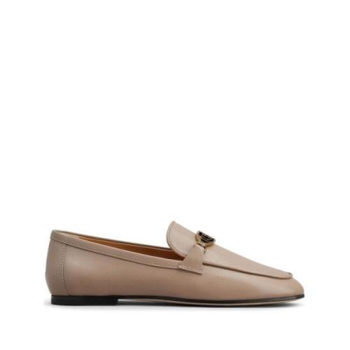 Beige Skinn Slip-On Sko