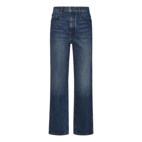 Blå Faded High-Waisted Cropped Jeans