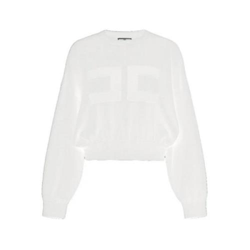 Beskåret Ivory Sweatshirt med Maxi Logo