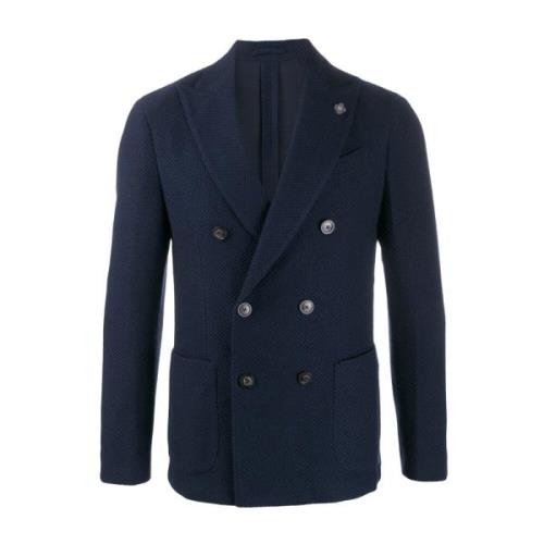 Marineblå Ullblanding Figursydd Blazer