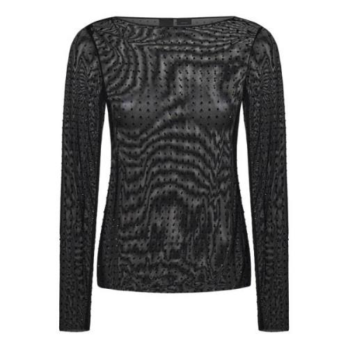 Svart Mesh Rhinestone Topplagg Aw24