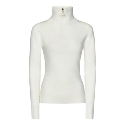 Ivory White Merino Wool Turtleneck Sweatshirt