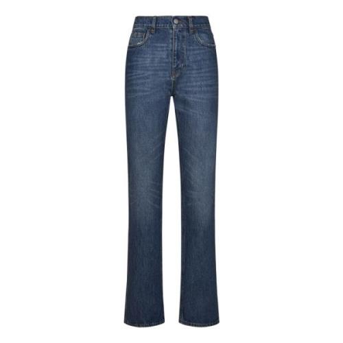 Blå High Waist Slim Fit Jeans