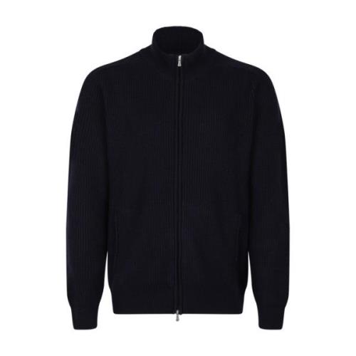 Mørk Blå Zip Cardigan Sweater