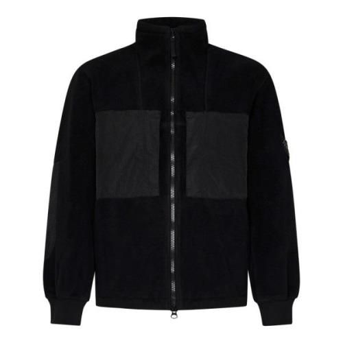 Svart Teddy-Effekt Track Top Jakke