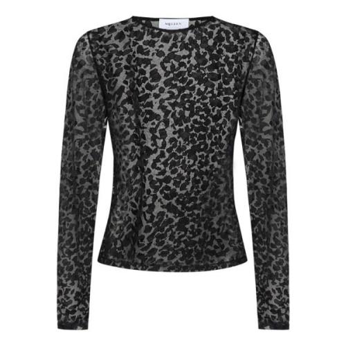 Svart Leopardmønstret Topplagg Aw24