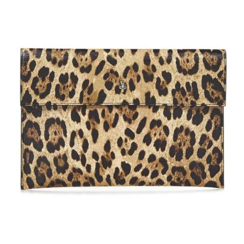 Leopard Kalveskinn Clutch med Metallskalle