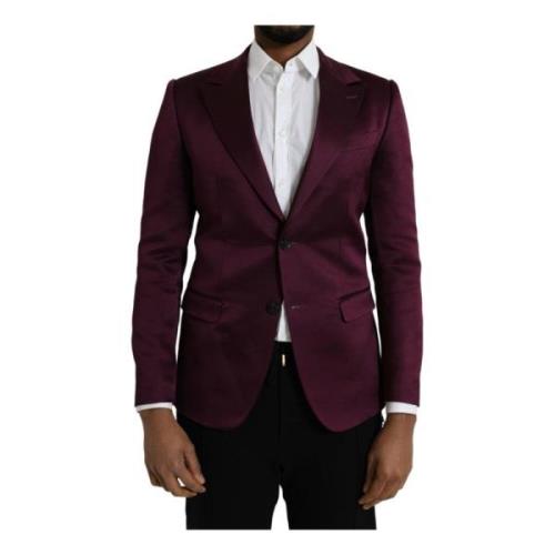 Maroon Silke Blazer Kåpe Slim Fit