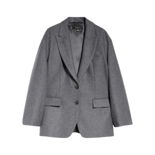 Grå Flanell Boyfriend Blazer Kjolejakke