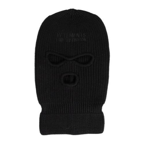 Brodert Logo Balaclava i Svart Ull