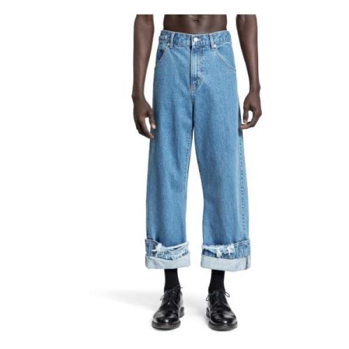 Blå Oversized Denim Wide Leg Bukser