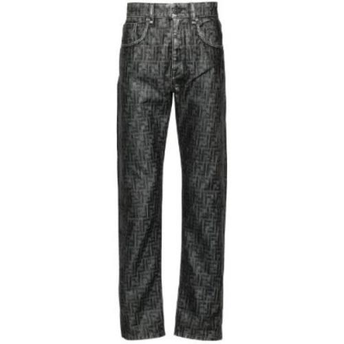 Svart Bomullsblanding FF Print Jeans