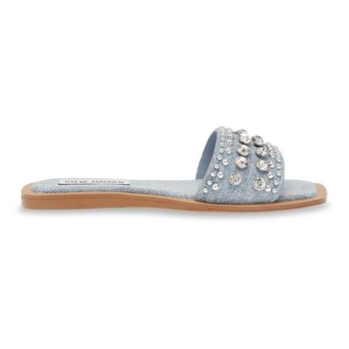 Blå Denim Rhinestone Sandaler