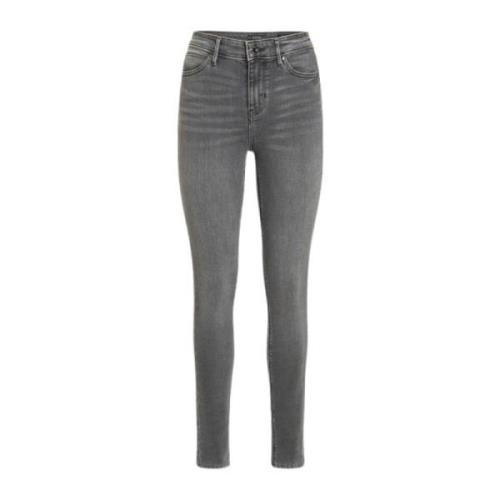 Høy Midje Skinny Fit Grå Jeans